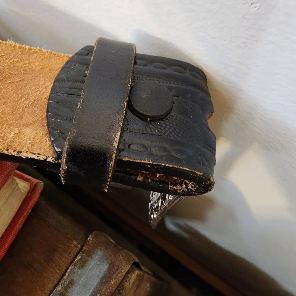 Vintage TexTan Tooled Leather Belt Cowhide Sz.40 (Lg.) Floral Harness